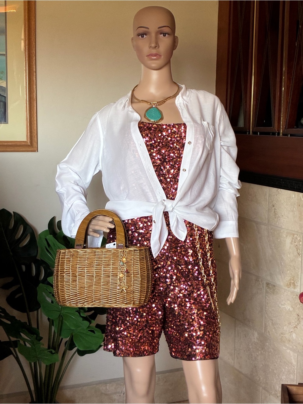 NWT Aidan Mattox Strapless Sequin Romper - Rose Gold / Copper - Size [10] - Picture 6 of 6